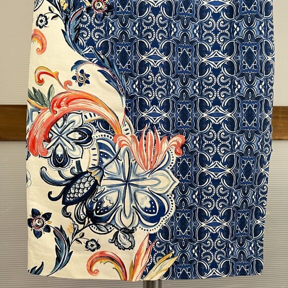 Anthropologie Moulinette Souers Blue Floral Paisley Midi Pencil Skirt Sz 0 - Picture 9 of 11